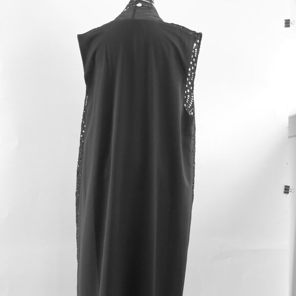 NEW Black Needle Lace LONG VEST with Chiffon Back, US XL, 46 - Picture 5 of 13